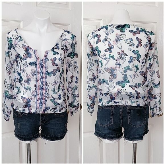 Jessica Simpson Jules sheer butterfly blouse - Picture 1 of 8